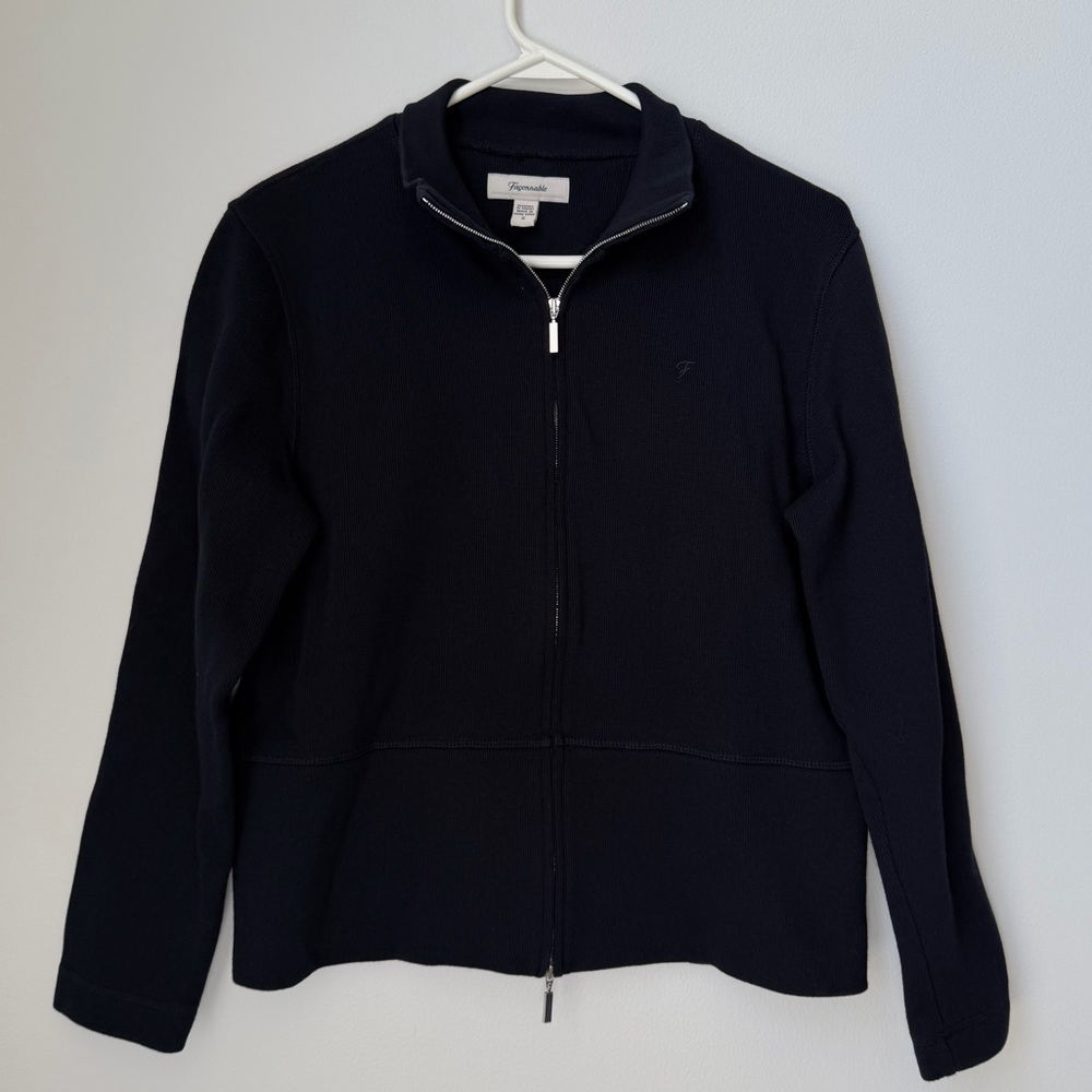 Faconnable Zip Up Navy Blue Cotton Jacket Size Small